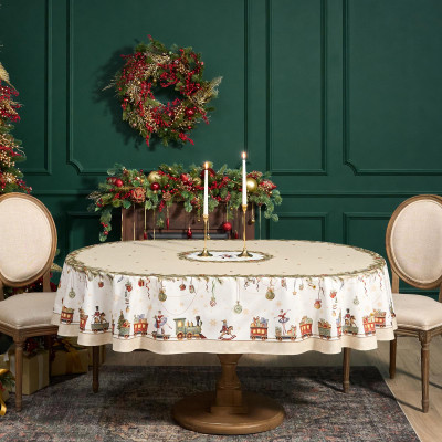 Скатерть овальная " ЩЕЛКУНЧИК" ,160х220см бежевый ,100% хлопок ,твил LEFARD 850-757-41-13