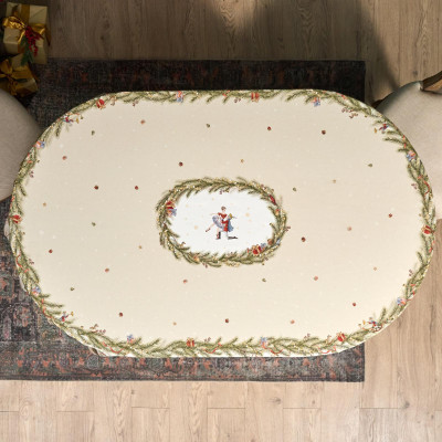 Скатерть овальная " ЩЕЛКУНЧИК" ,160х220см бежевый ,100% хлопок ,твил LEFARD 850-757-41-14