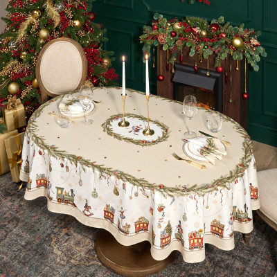 Скатерть овальная " ЩЕЛКУНЧИК" ,160х220см бежевый ,100% хлопок ,твил LEFARD 850-757-41-3