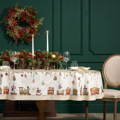 Скатерть овальная " ЩЕЛКУНЧИК" ,160х220см бежевый ,100% хлопок ,твил LEFARD 850-757-41-4