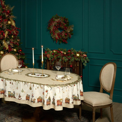 Скатерть овальная " ЩЕЛКУНЧИК" ,160х220см бежевый ,100% хлопок ,твил LEFARD 850-757-41-5