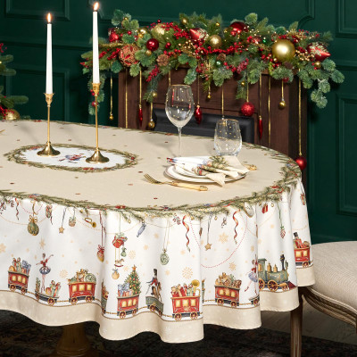 Скатерть овальная " ЩЕЛКУНЧИК" ,160х220см бежевый ,100% хлопок ,твил LEFARD 850-757-41-6