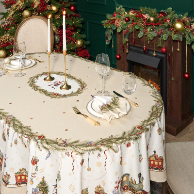 Скатерть овальная " ЩЕЛКУНЧИК" ,160х220см бежевый ,100% хлопок ,твил LEFARD 850-757-41-7