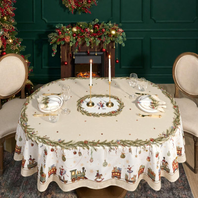 Скатерть овальная " ЩЕЛКУНЧИК" ,160х220см бежевый ,100% хлопок ,твил LEFARD 850-757-41-8