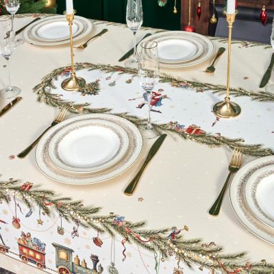 Скатерть овальная " ЩЕЛКУНЧИК" ,140х300см ,бежевый ,100%хлопок ,твил LEFARD 850-757-42-9