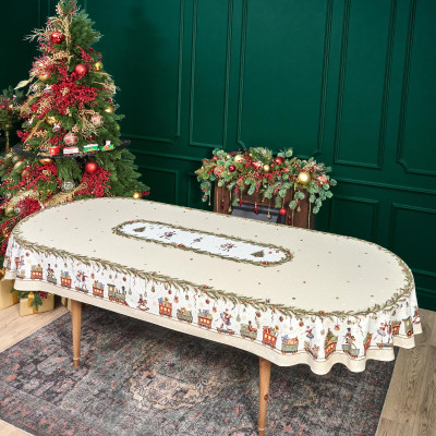 Скатерть овальная " ЩЕЛКУНЧИК" ,140х300см ,бежевый ,100%хлопок ,твил LEFARD 850-757-42-1