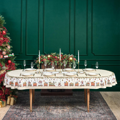 Скатерть овальная " ЩЕЛКУНЧИК" ,140х300см ,бежевый ,100%хлопок ,твил LEFARD 850-757-42-4