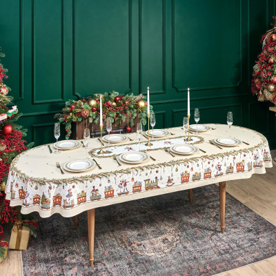 Скатерть овальная " ЩЕЛКУНЧИК" ,140х300см ,бежевый ,100%хлопок ,твил LEFARD 850-757-42-8