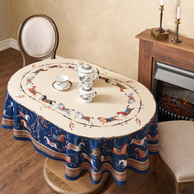 Скатерть овальная " PASSAGE" 140х180см ,бежевый, 100% хлопок,твил, пропитка LEFARD 850-758-4-9