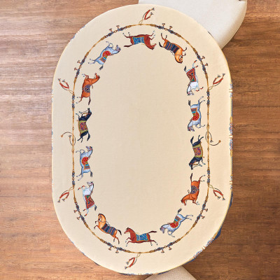 Скатерть овальная " PASSAGE" 140х180см ,бежевый, 100% хлопок,твил, пропитка LEFARD 850-758-4-14