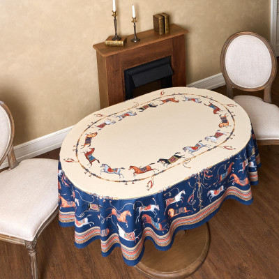 Скатерть овальная " PASSAGE" 140х300см ,бежевый, 100% хлопок,твил, пропитка LEFARD 850-758-42-15