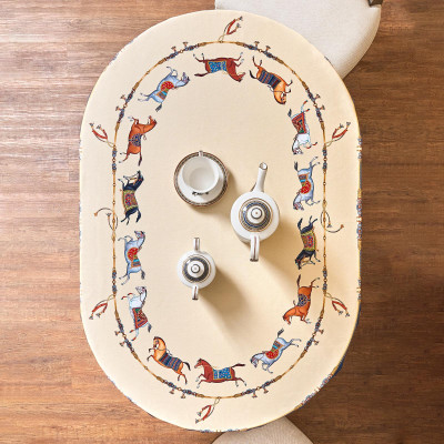 Скатерть овальная " PASSAGE" 140х300см ,бежевый, 100% хлопок,твил, пропитка LEFARD 850-758-42-4