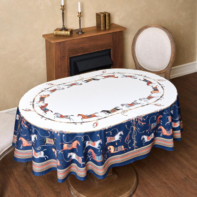 Скатерть овальная " PASSAGE" 140х180см ,белый, 100% хлопок,твил, пропитка LEFARD 850-759-4-11