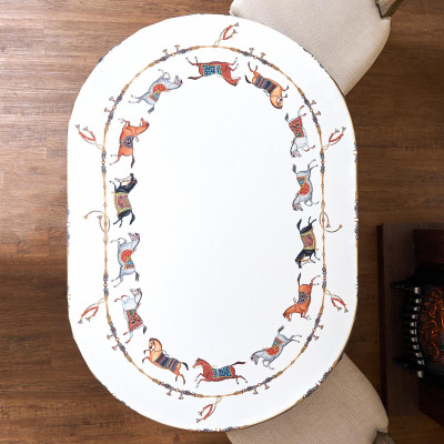 Скатерть овальная " PASSAGE" 140х180см ,белый, 100% хлопок,твил, пропитка LEFARD 850-759-4-4