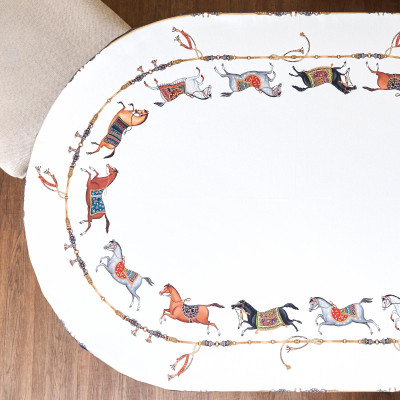 Скатерть овальная " PASSAGE" 140х300см ,белый, 100% хлопок,твил, пропитка LEFARD 850-759-42-8