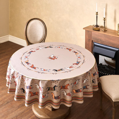 Скатерть круглая " PASSAGE" 190см , капучино, 100% хлопок, твил, пропитка LEFARD 850-760-25-12