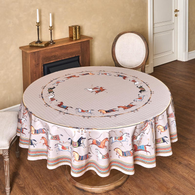 Скатерть круглая " PASSAGE" 190см , капучино, 100% хлопок, твил, пропитка LEFARD 850-760-25-13