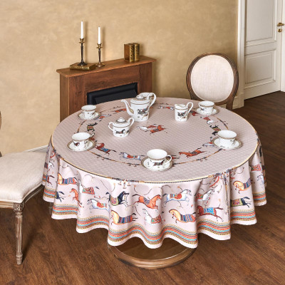 Скатерть круглая " PASSAGE" 190см , капучино, 100% хлопок, твил, пропитка LEFARD 850-760-25-5