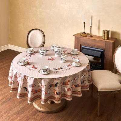 Скатерть круглая " PASSAGE" 190см , капучино, 100% хлопок, твил, пропитка LEFARD 850-760-25-6