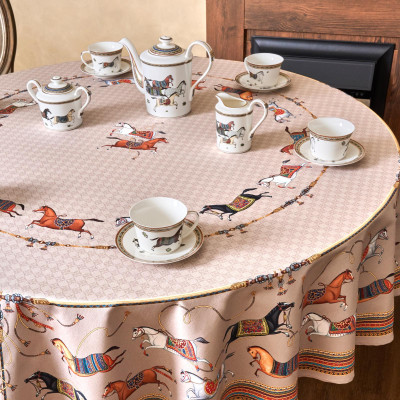 Скатерть круглая " PASSAGE" 190см , капучино, 100% хлопок, твил, пропитка LEFARD 850-760-25-7