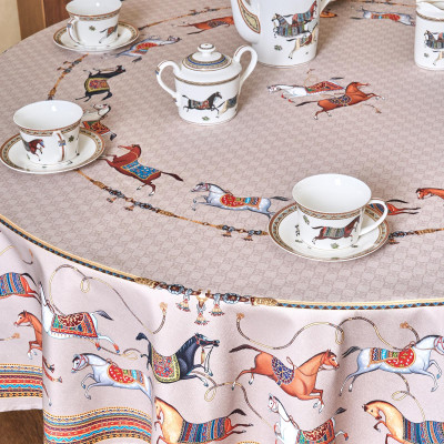 Скатерть круглая " PASSAGE" 190см , капучино, 100% хлопок, твил, пропитка LEFARD 850-760-25-8