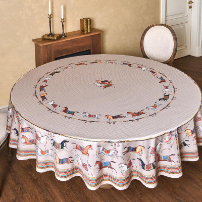 Скатерть круглая " PASSAGE" 220см , капучино, 100%хлопок, твил, пропитка LEFARD 850-760-26-9