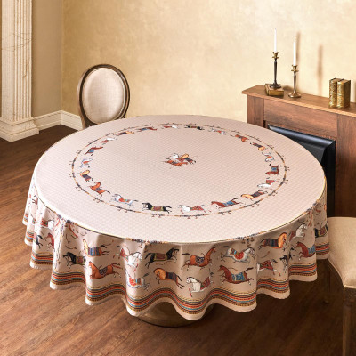 Скатерть круглая " PASSAGE" 220см , капучино, 100%хлопок, твил, пропитка LEFARD 850-760-26-10