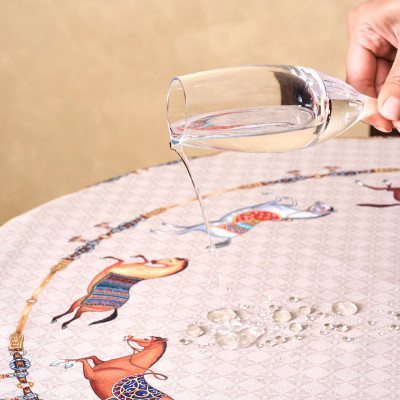 Скатерть круглая " PASSAGE" 220см , капучино, 100%хлопок, твил, пропитка LEFARD 850-760-26-12