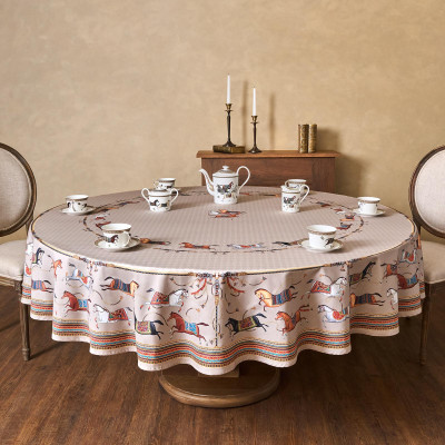 Скатерть круглая " PASSAGE" 220см , капучино, 100%хлопок, твил, пропитка LEFARD 850-760-26