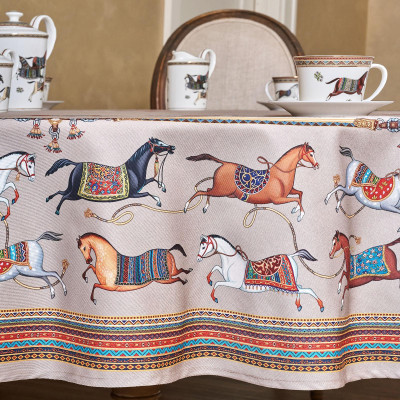 Скатерть круглая " PASSAGE" 220см , капучино, 100%хлопок, твил, пропитка LEFARD 850-760-26-6