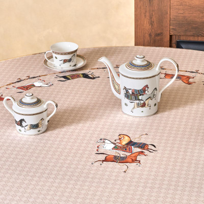 Скатерть круглая " PASSAGE" 220см , капучино, 100%хлопок, твил, пропитка LEFARD 850-760-26-7