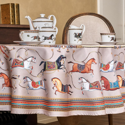 Скатерть овальная " PASSAGE" 140х180см ,капучино, 100% хлопок,твил, пропитка LEFARD 850-760-4-9