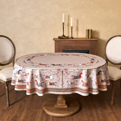 Скатерть овальная " PASSAGE" 140х180см ,капучино, 100% хлопок,твил, пропитка LEFARD 850-760-4-12