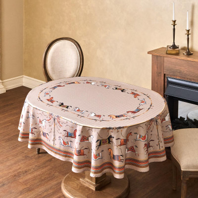 Скатерть овальная " PASSAGE" 140х180см ,капучино, 100% хлопок,твил, пропитка LEFARD 850-760-4-14