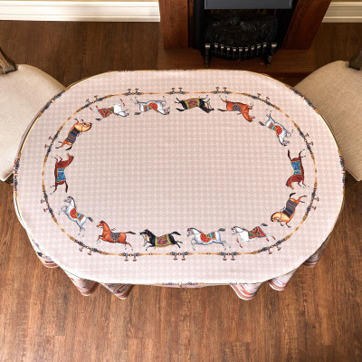 Скатерть овальная " PASSAGE" 140х180см ,капучино, 100% хлопок,твил, пропитка LEFARD 850-760-4-15