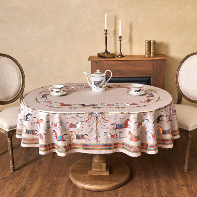 Скатерть овальная " PASSAGE" 140х180см ,капучино, 100% хлопок,твил, пропитка LEFARD 850-760-4-3