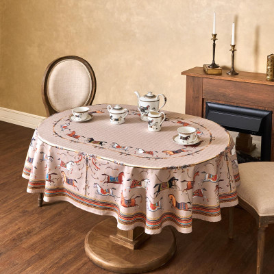 Скатерть овальная " PASSAGE" 140х180см ,капучино, 100% хлопок,твил, пропитка LEFARD 850-760-4-4