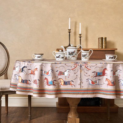 Скатерть овальная " PASSAGE" 140х180см ,капучино, 100% хлопок,твил, пропитка LEFARD 850-760-4-7