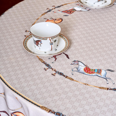 Скатерть овальная " PASSAGE" 160х220см ,капучино, 100% хлопок,твил, пропитка LEFARD 850-760-41-9