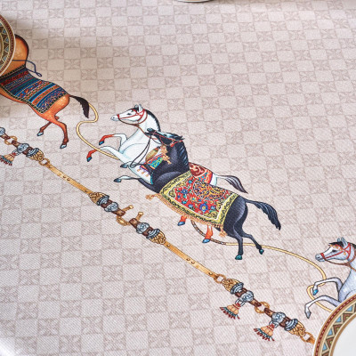 Скатерть овальная " PASSAGE" 160х220см ,капучино, 100% хлопок,твил, пропитка LEFARD 850-760-41-10