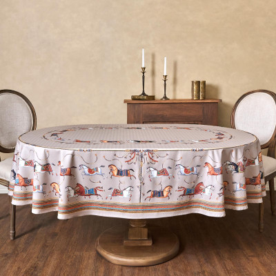 Скатерть овальная " PASSAGE" 160х220см ,капучино, 100% хлопок,твил, пропитка LEFARD 850-760-41-11