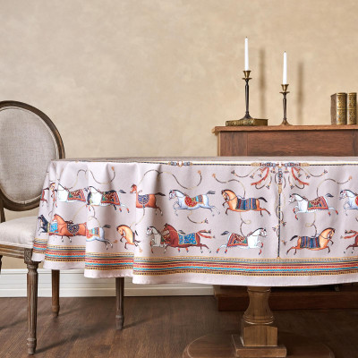 Скатерть овальная " PASSAGE" 160х220см ,капучино, 100% хлопок,твил, пропитка LEFARD 850-760-41-12