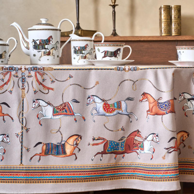 Скатерть овальная " PASSAGE" 160х220см ,капучино, 100% хлопок,твил, пропитка LEFARD 850-760-41-16