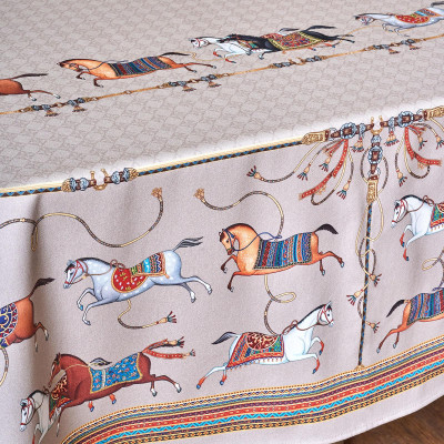 Скатерть овальная " PASSAGE" 160х220см ,капучино, 100% хлопок,твил, пропитка LEFARD 850-760-41-18