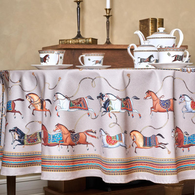 Скатерть овальная " PASSAGE" 160х220см ,капучино, 100% хлопок,твил, пропитка LEFARD 850-760-41-8