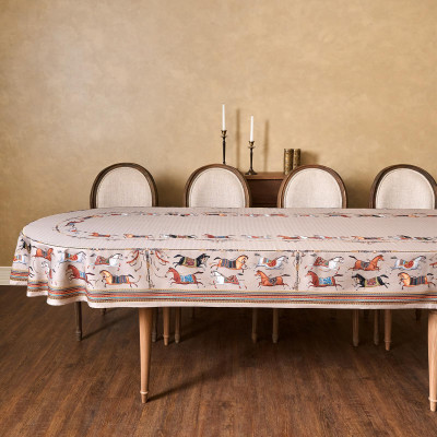 Скатерть овальная " PASSAGE" 140х300см ,капучино, 100% хлопок,твил, пропитка LEFARD 850-760-42-9