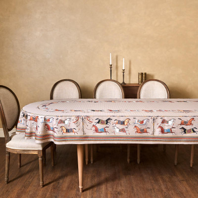 Скатерть овальная " PASSAGE" 140х300см ,капучино, 100% хлопок,твил, пропитка LEFARD 850-760-42-10