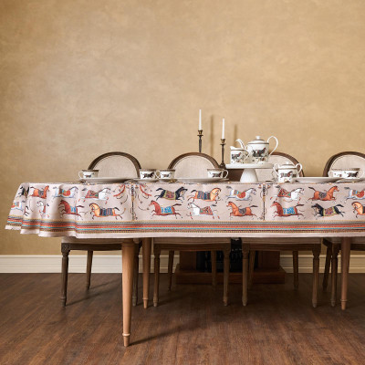 Скатерть овальная " PASSAGE" 140х300см ,капучино, 100% хлопок,твил, пропитка LEFARD 850-760-42-12