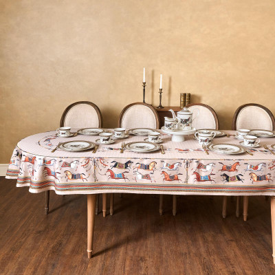 Скатерть овальная " PASSAGE" 140х300см ,капучино, 100% хлопок,твил, пропитка LEFARD 850-760-42-1