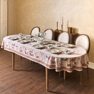 Скатерть овальная " PASSAGE" 140х300см ,капучино, 100% хлопок,твил, пропитка LEFARD 850-760-42